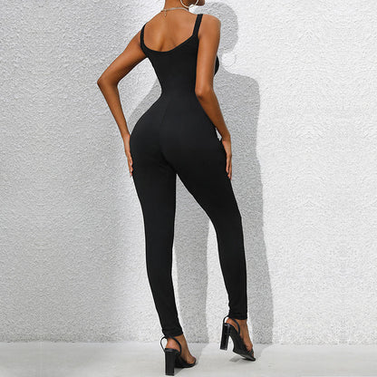 Damen Jumpsuit Figurbetont Kettendetails