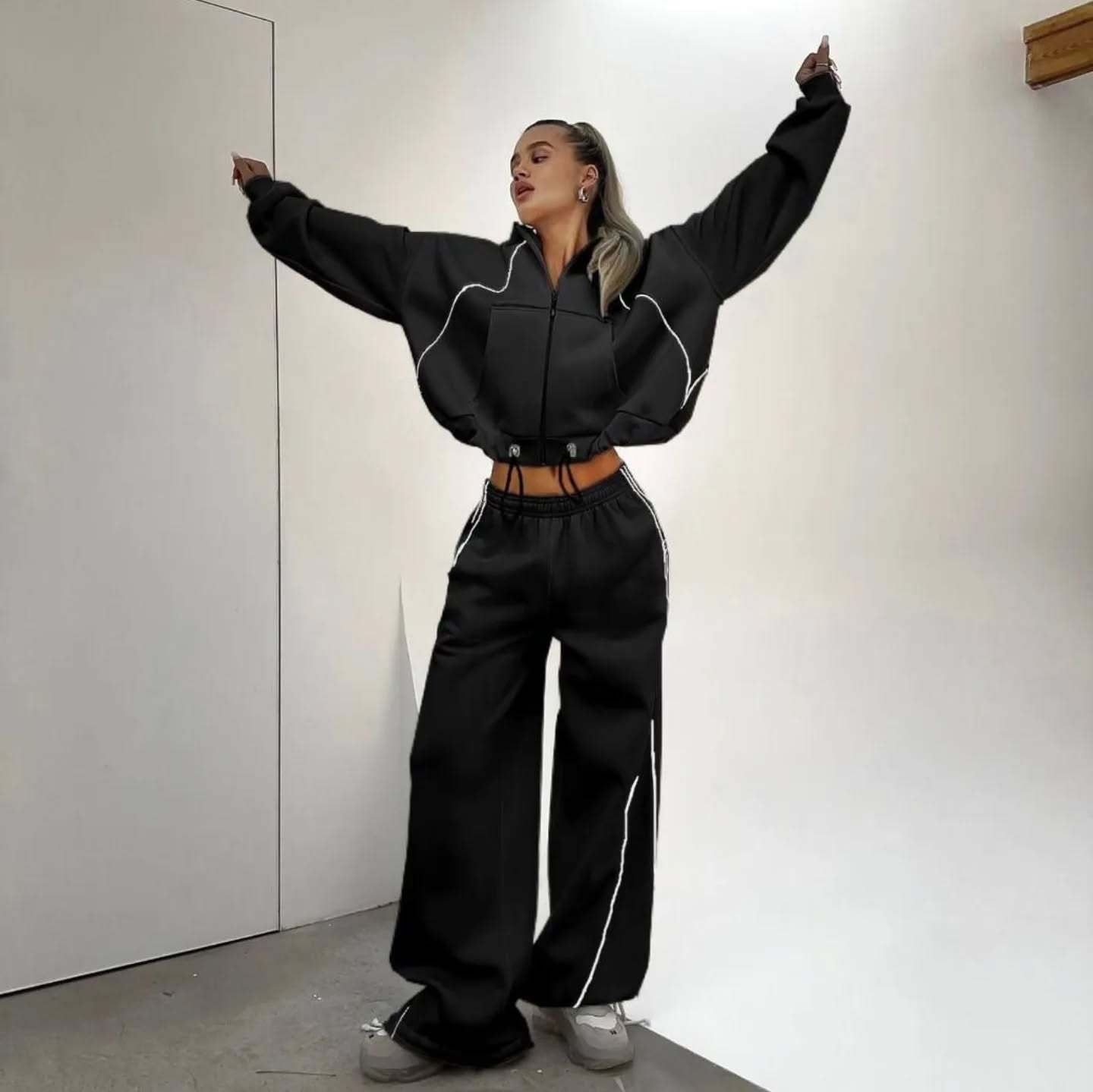 Damen Sport-Jogginganzug Weites Design Reißverschluss Norvielle