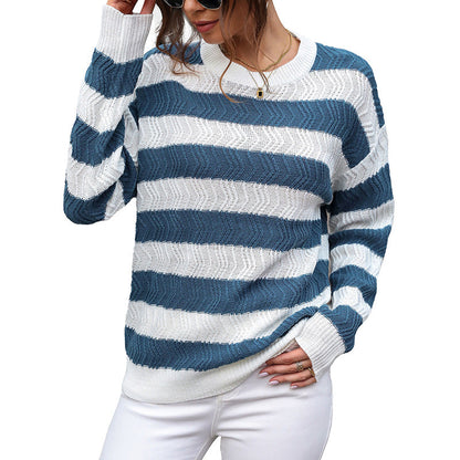 Damen Strickpullover Modern Streifen Lässig Norvielle