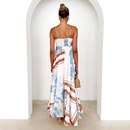 Damen Maxikleid mit Trägern und Blumenmuster