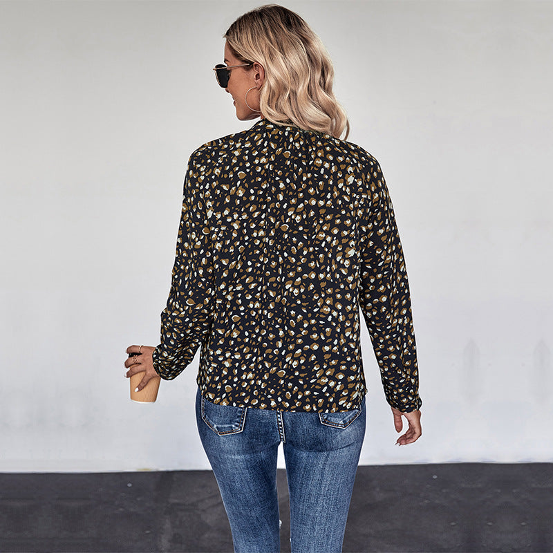 Damen Bluse Punkte-Design Eleganter Kragen