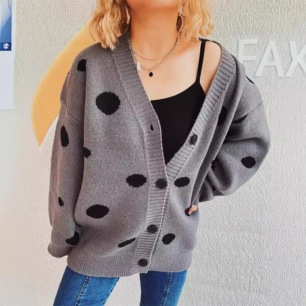 Damen Strickcardigan Bequem Punktedesign Norvielle