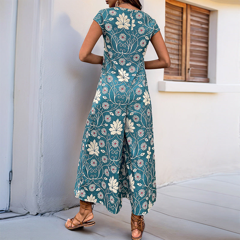 Damen Jumpsuit Floral Hochbein Norvielle