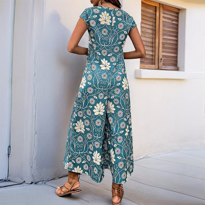 Damen Jumpsuit Floral Hochbein Norvielle