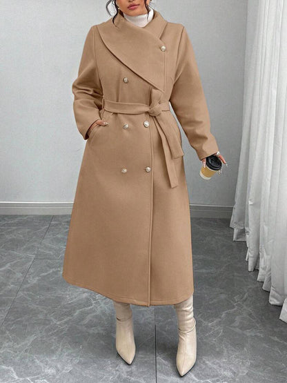 Damen Wollmantel Eleganter Doppelknopf
