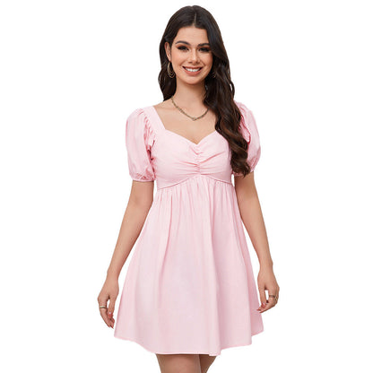 Damen Freizeitkleid Puffärmel Elegantes Raffung Norvielle