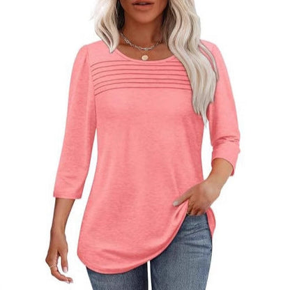 Damen Langarmshirt Plissee-Details Norvielle