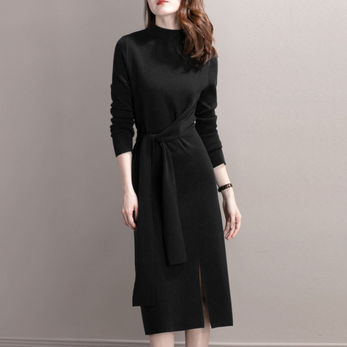 Damen Wickelkleid mit V-Ausschnitt und Seitenschlitz Norvielle