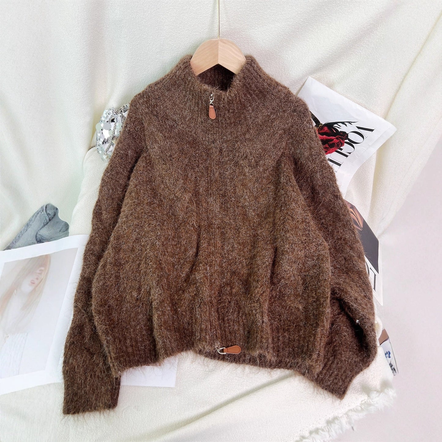 Damen Strickjacke Strukturiertes Zopfdesign Norvielle