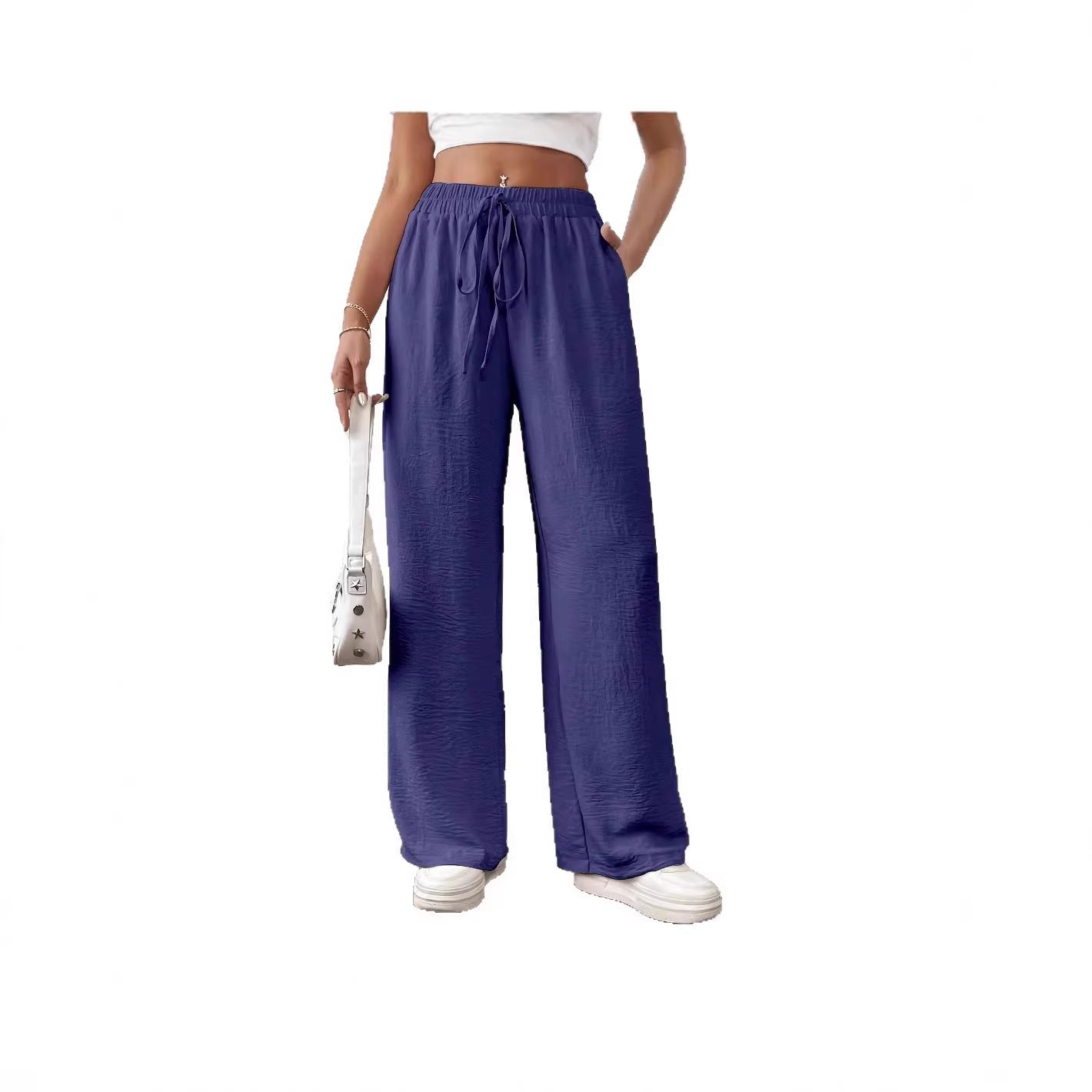 Damen Chiffon-Hose Weite Elastischer Bund