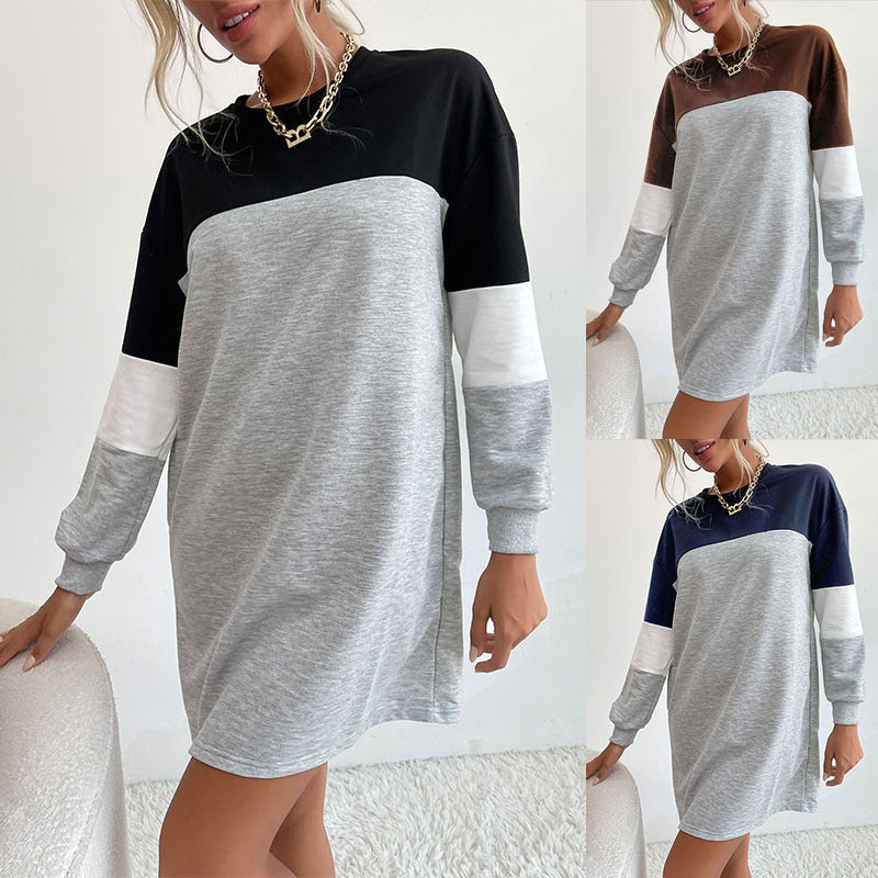 Damen Freizeitkleid Farbblockdetails Lässiger Schnitt Norvielle - Norvielle
