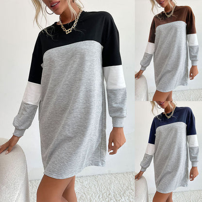Damen Freizeitkleid Farbblockdetails Lässiger Schnitt Norvielle - Norvielle
