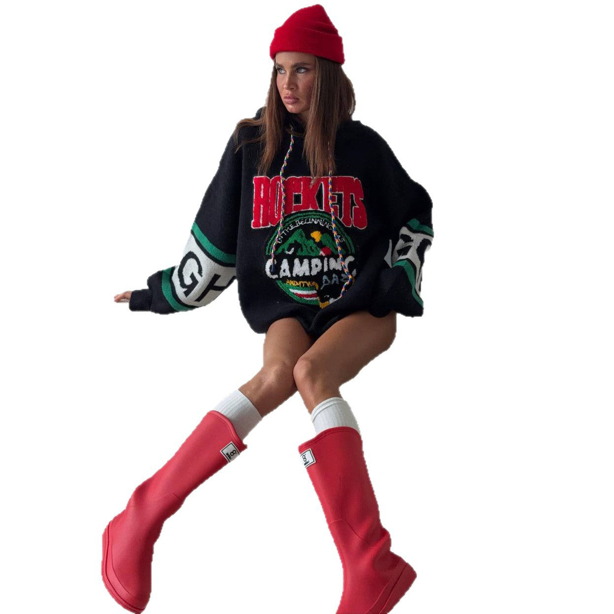 Damen Oversized Pullover mit Grafikdruck Groß Norvielle