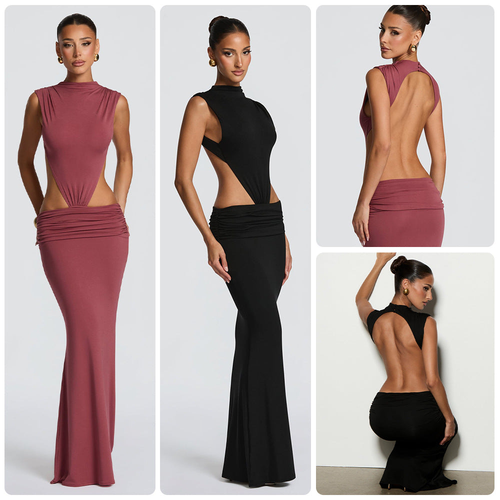 Damen Abendkleid Figurbetont Cut-Out-Details Schwarz - Norvielle