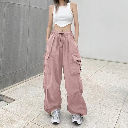 Damen Cargo-Hose Weites Bein Praktische Taschen