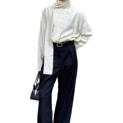 Damen Bluse Puntmuster mit Schleife Norvielle