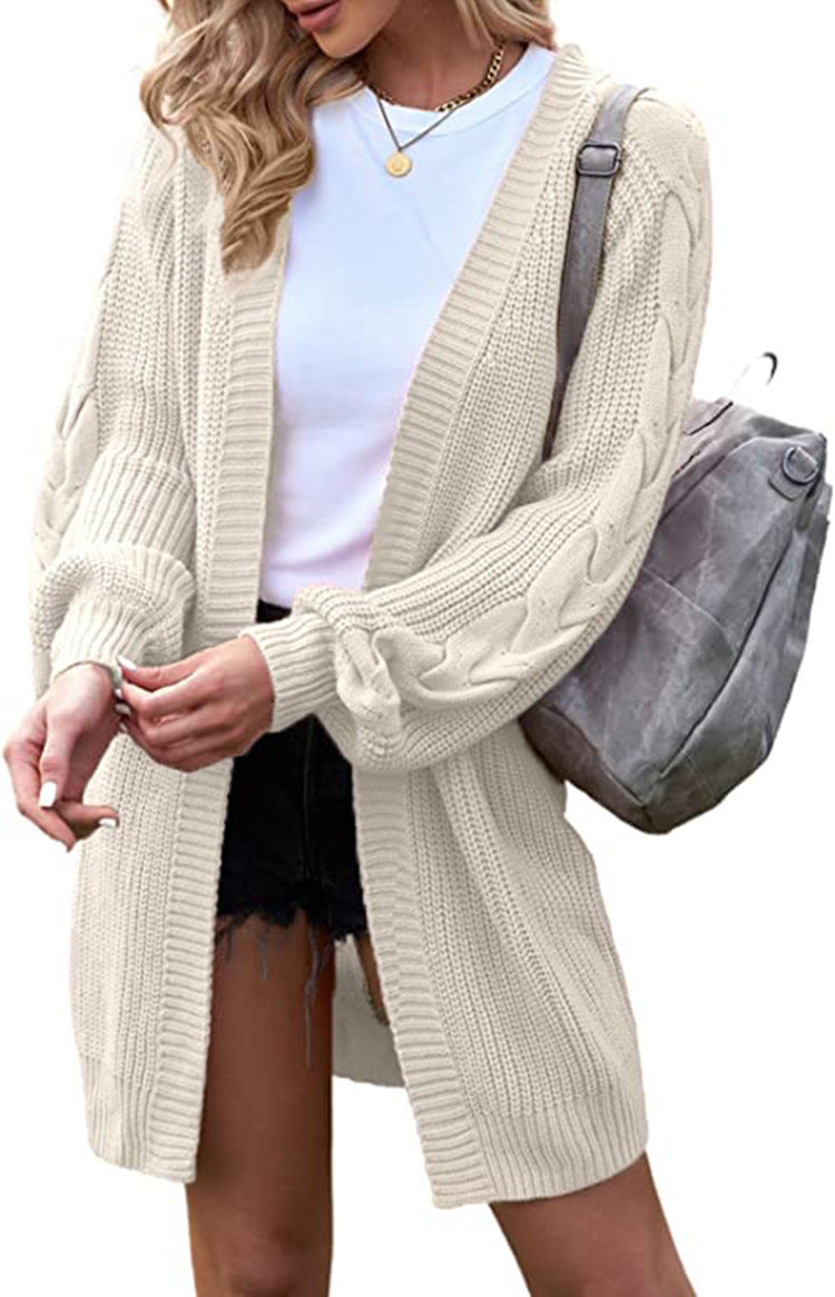 Damen Strickjacke Zopfmuster Lässiger Schnitt Norvielle