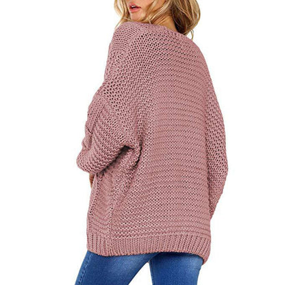Damen Cardigan Grobstrick Zopfmuster Weit Norvielle