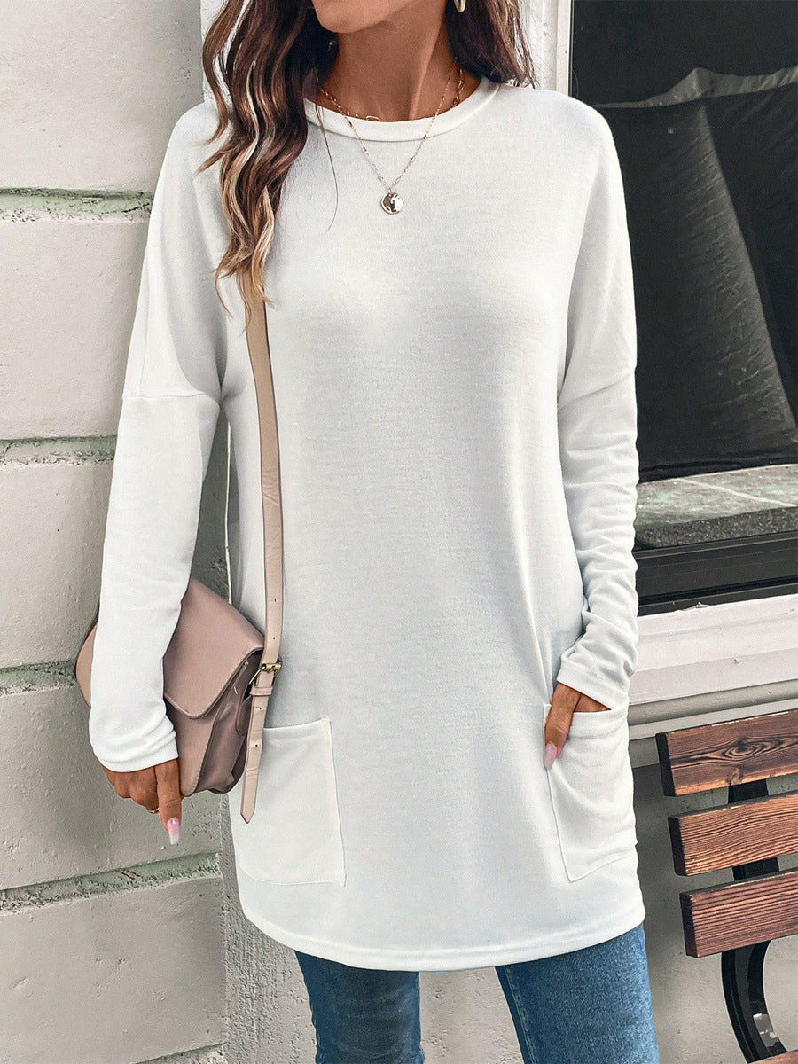 Damen Sweatshirt Baumwollmischung Relaxed Fit Rundhalsausschnitt