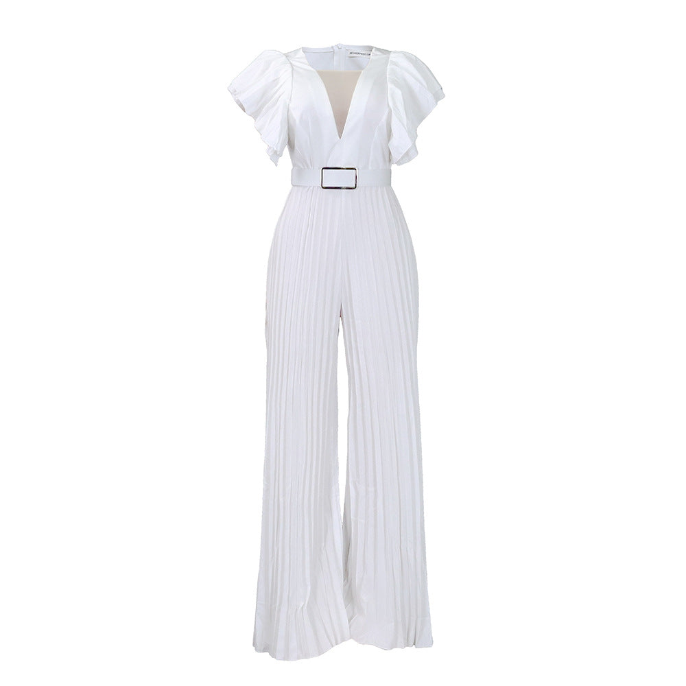 Damen Jumpsuit Rüschen Plissee Norvielle