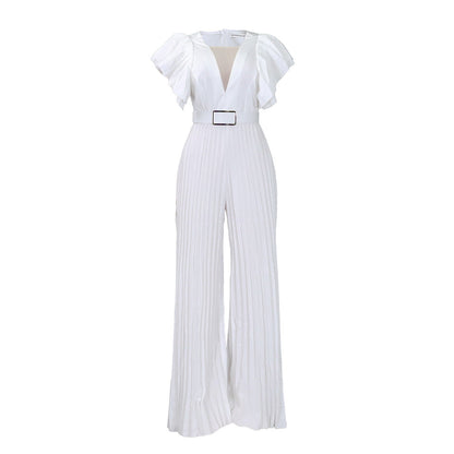 Damen Jumpsuit Rüschen Plissee Norvielle