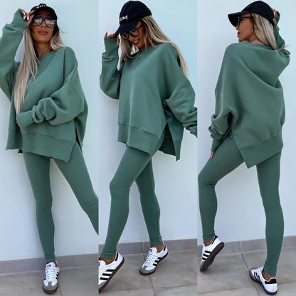 Damen Sportanzug Oversized Sweatshirt und Leggings Norvielle