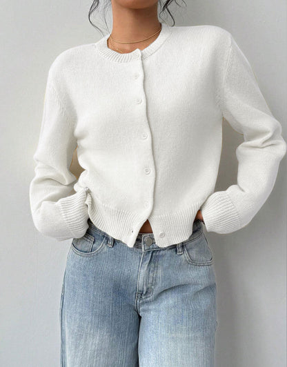 Damen Strickjacke Rippstruktur Knöpfe Beige