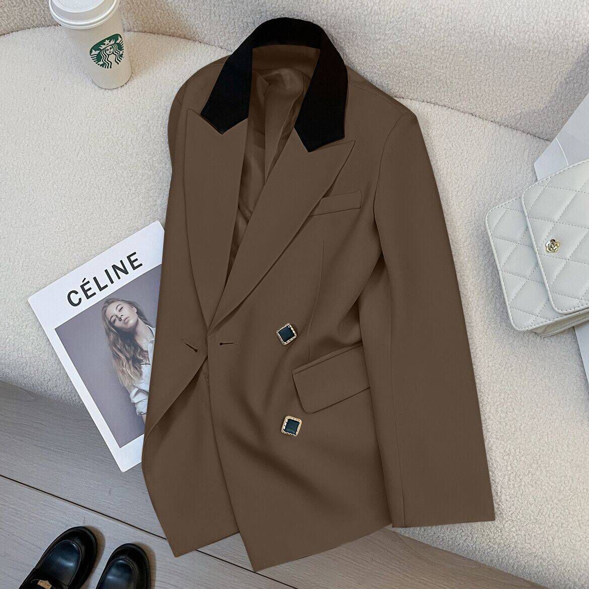 Damen Doppelreiher Blazer Norvielle Elegantes Design