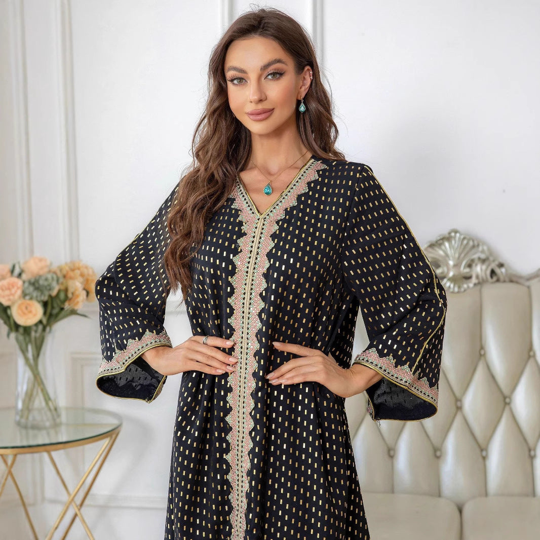 Damen Maxi-Kleid Kaftan-Stil mit Verzierungen Norvielle