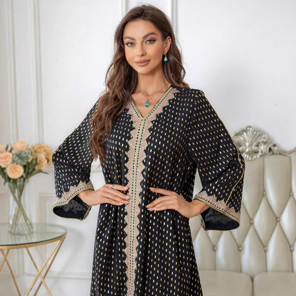 Damen Maxi-Kleid Kaftan-Stil mit Verzierungen Norvielle