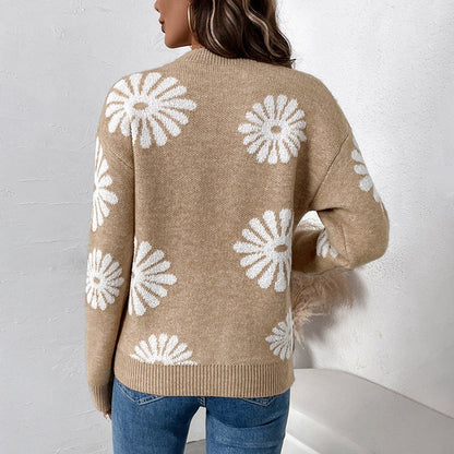 Damen Strickpullover Florales Muster Norvielle