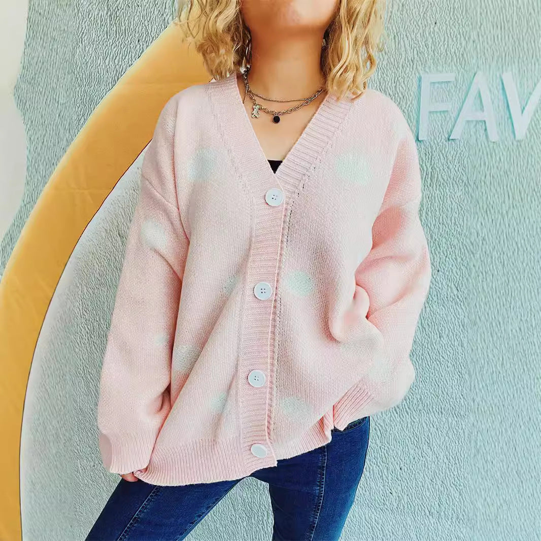 Damen Strickcardigan Bequem Punktedesign Norvielle