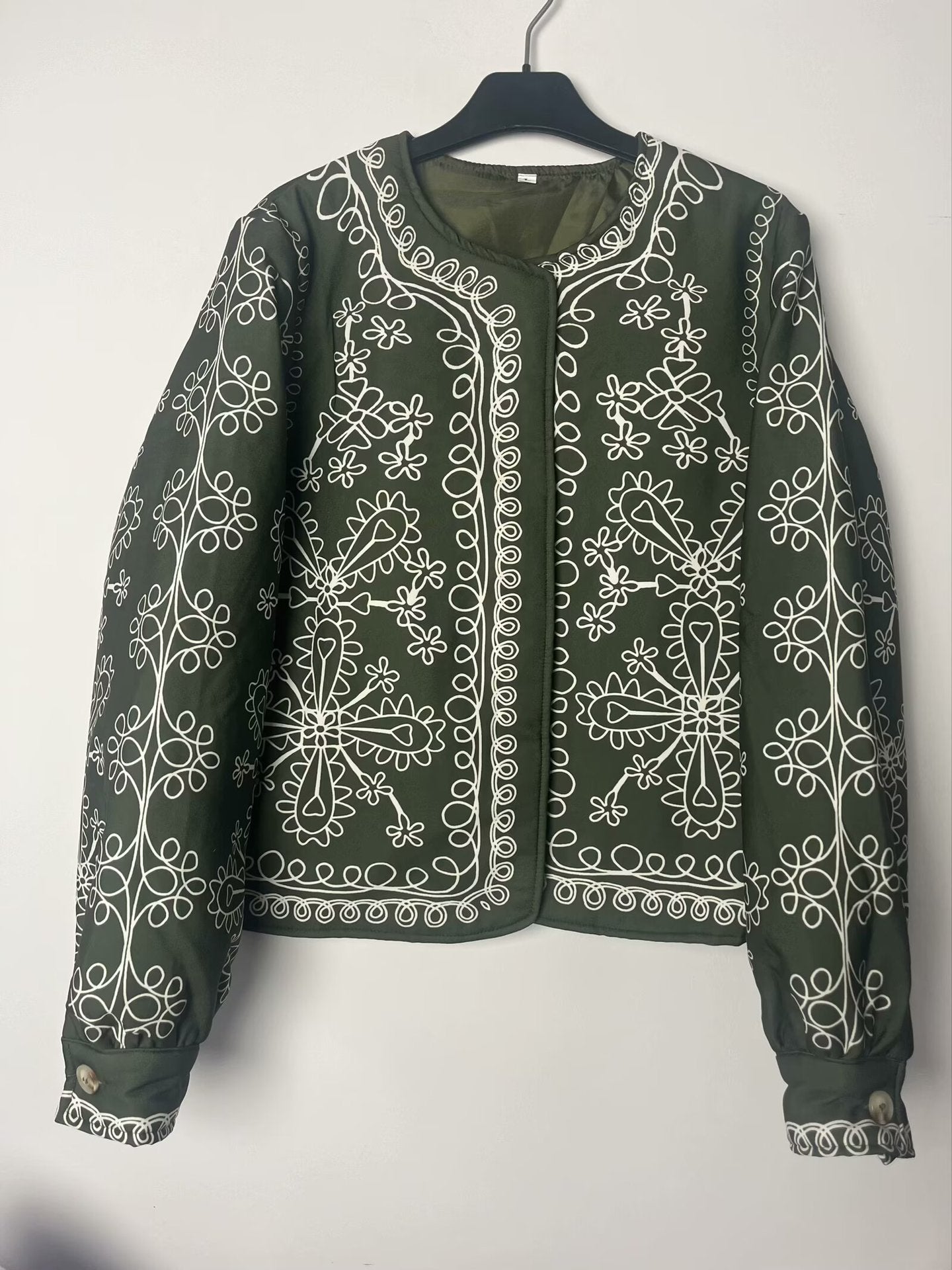 Damen Patchwork-Jacke Florales Muster Elegant