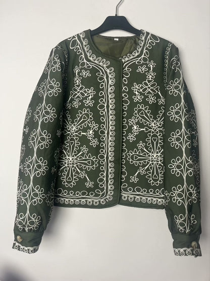 Damen Patchwork-Jacke Florales Muster Elegant