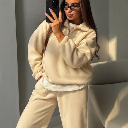 Damen Fleece-Jogginganzug Hochkragen Norvielle