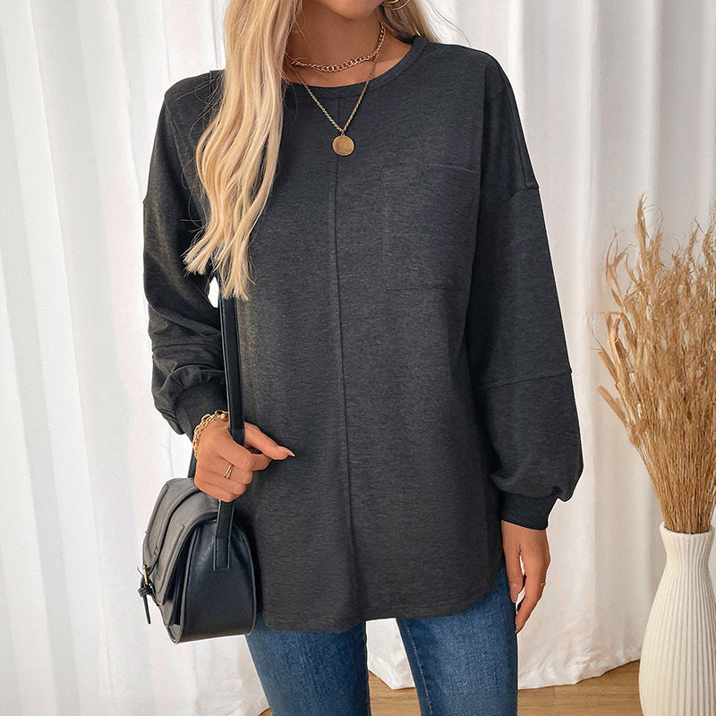 Damen Langarmshirt Rundhals Lässiger Schnitt Norvielle