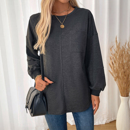 Damen Langarmshirt Rundhals Lässiger Schnitt Norvielle