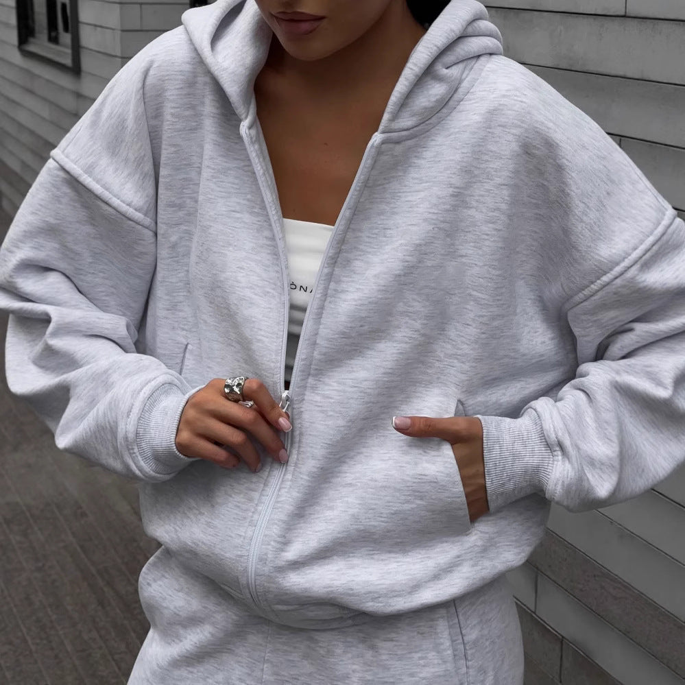Damen Oversized Kapuzenjacke Jogginghose Set Norvielle