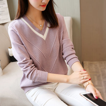 Damen Pullover V-Ausschnitt Strukturiertes Muster Norvielle