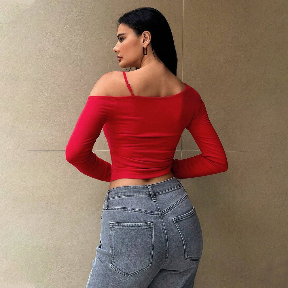 Damen Langarm- Asymmetrisch Raffung Norvielle