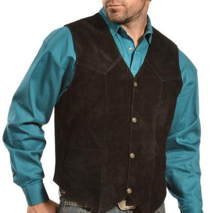 Herren Lederweste Wildleder Rustikal Mit Taschen