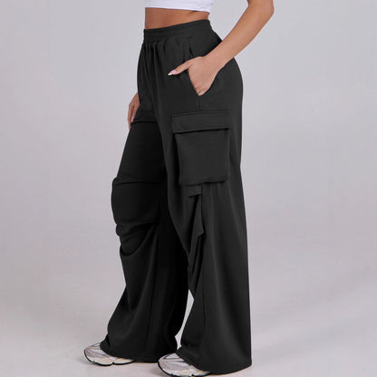 Damen Cargo-Hose Elastischer Bund Weite Beine Norvielle