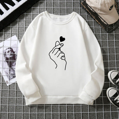 Damen Sweatshirt Weiches Innenfutter Handzeichen-Motiv Norvielle