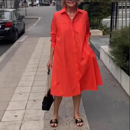 Damen A-Linien Hemdkleid mit Taschen Norvielle