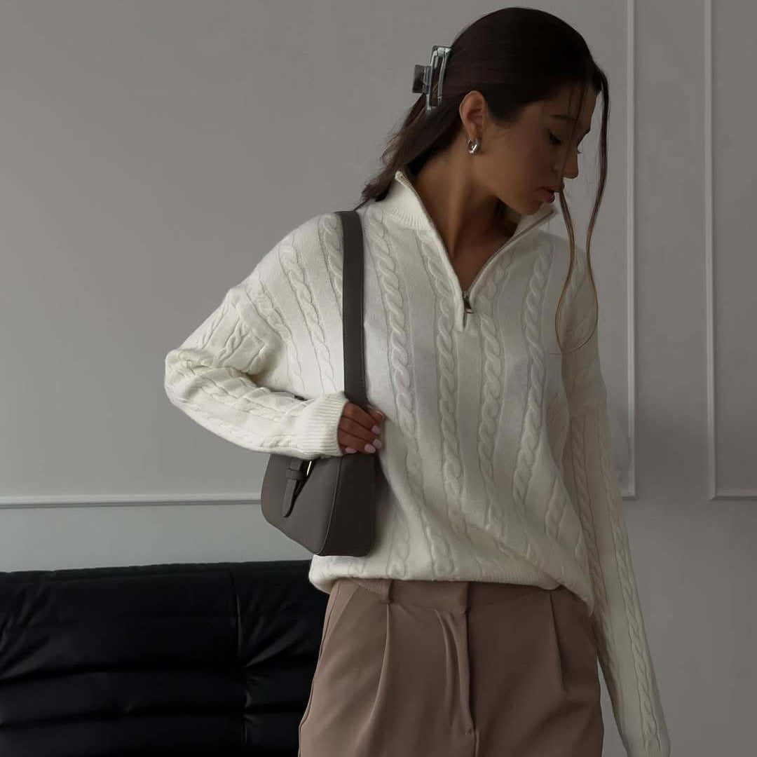 Damen Strickpullover Hochgeschlossener Kragen Norvielle