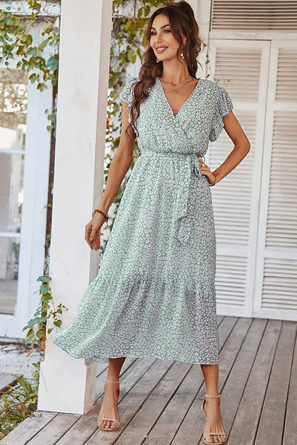 Damen Maxikleid V-Ausschnitt Schwingrock Norvielle