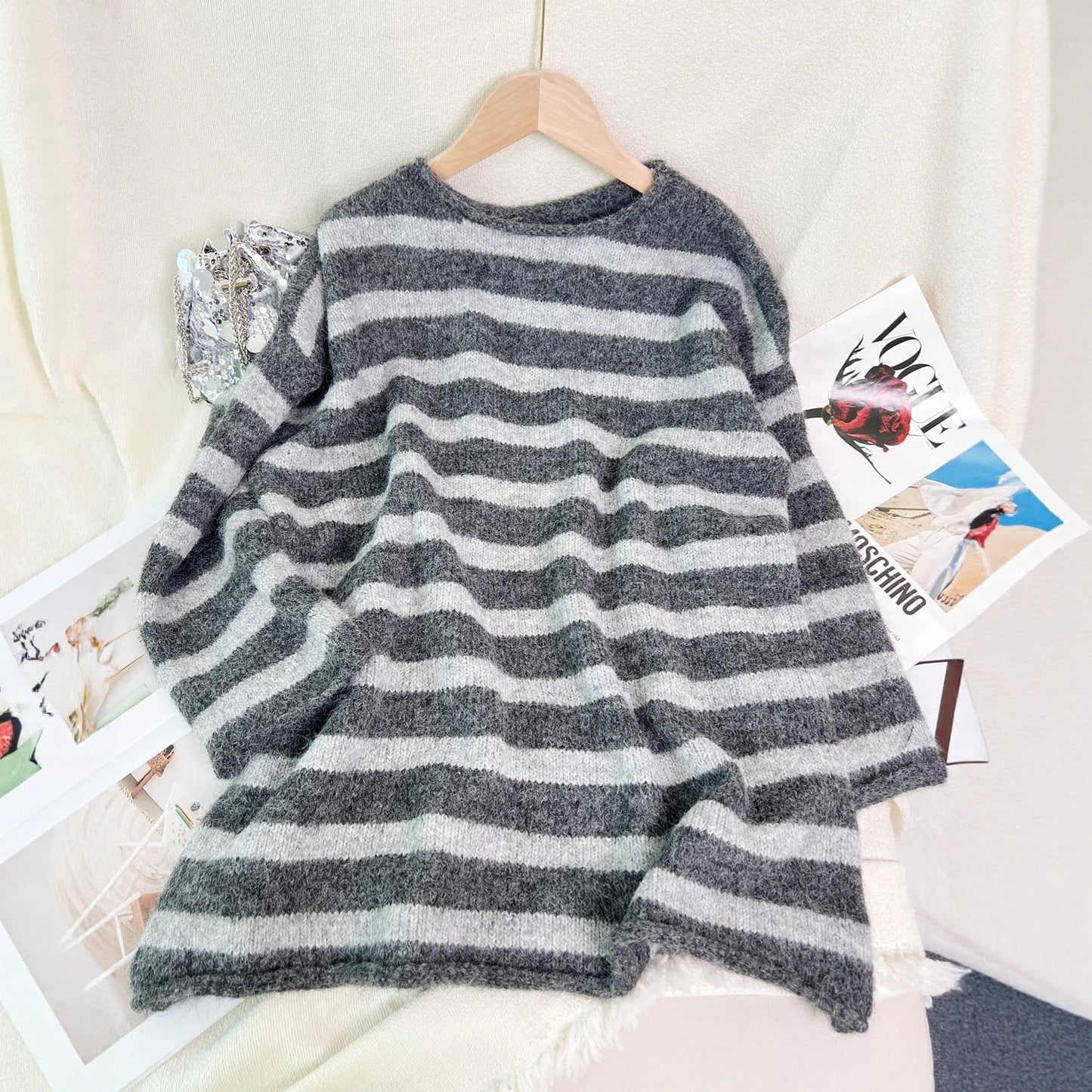 Damen Streifenpullover aus Norwoll mit modernem Design
