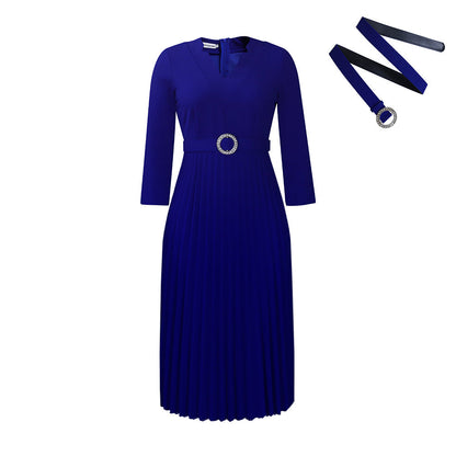 Damen Midikleid Plissé-Optik Taillengürtel Norvielle