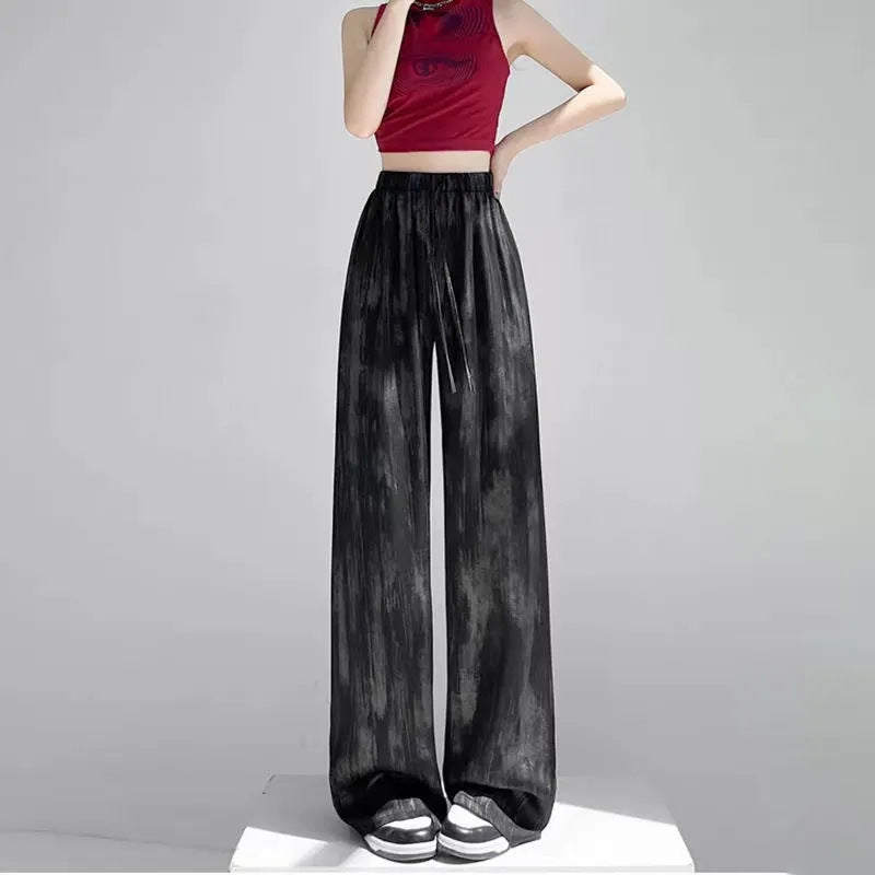 Damen Palazzo-Hose Leicht Atmungsaktiv Elastischer Bund