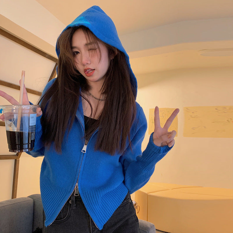 Damen Kapuzenpullover Modern Reißverschluss Tailliert Norvielle